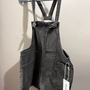Zenana Black Denim Overalls small